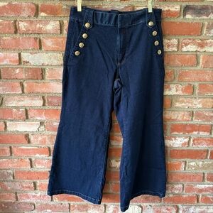 White House Black Market Navy High-Rise Wide-Leg Pants 14 short